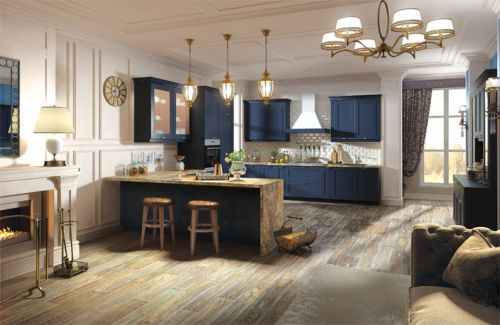 Угловая кухня с гостиной