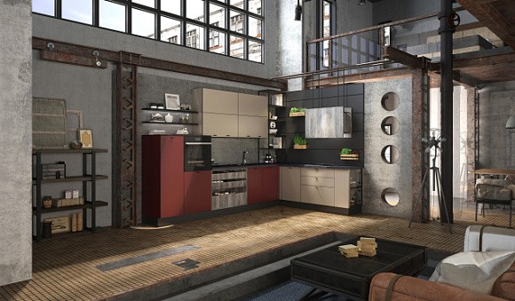 Кухня-гостиная в стиле лофт