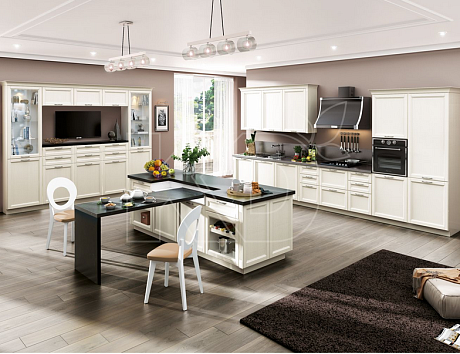 Белый фасад кухни классика