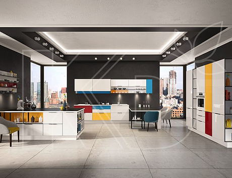 дизайн красно-белой кухни, дизайн кухни в красно-белых тонах