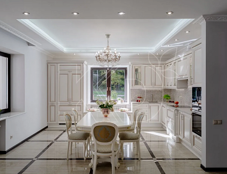 Угловые белые классические кухни